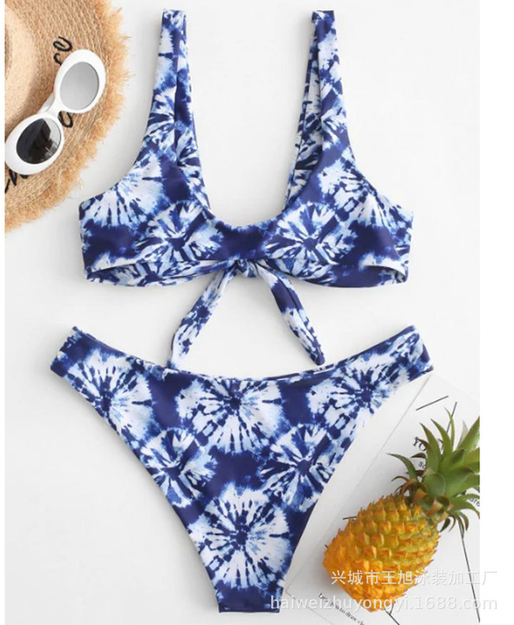 Dame Bikini-sæt med trendy knude-design og farverigt ombre-effekt Stilla