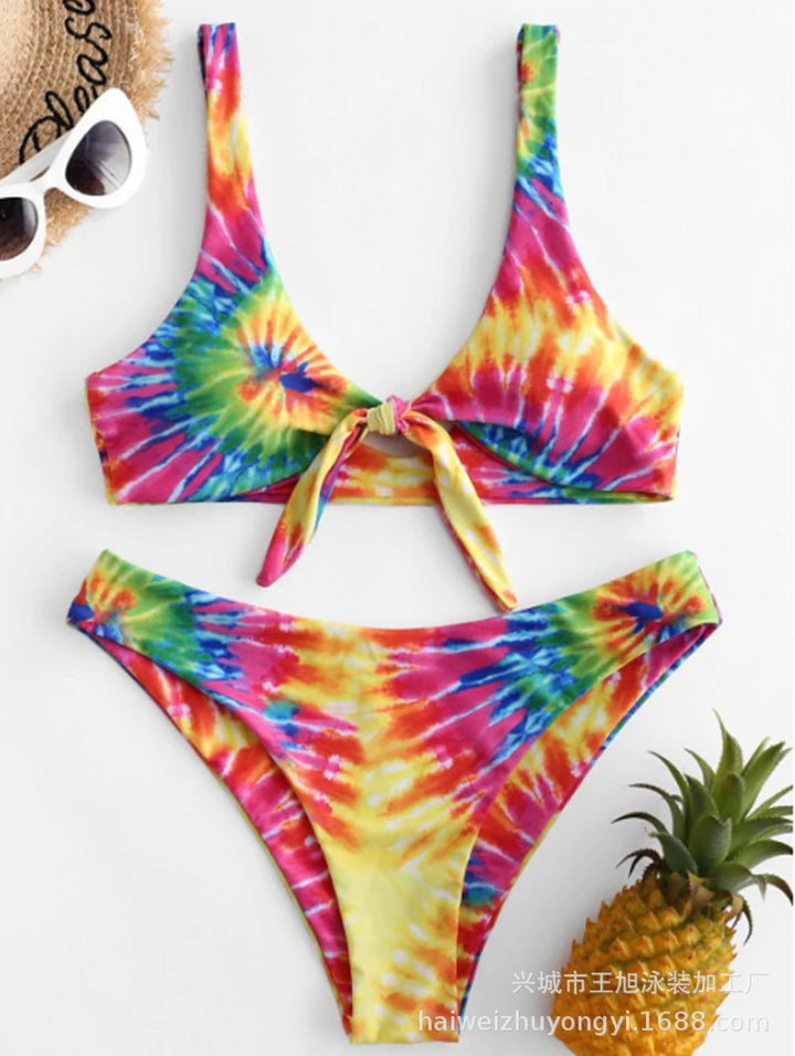 Dame Bikini-sæt med trendy knude-design og farverigt ombre-effekt Stilla