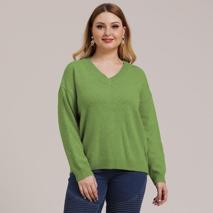 Dame Behagelig V-hals Sweater med afslappet snit og struktureret design Stilla