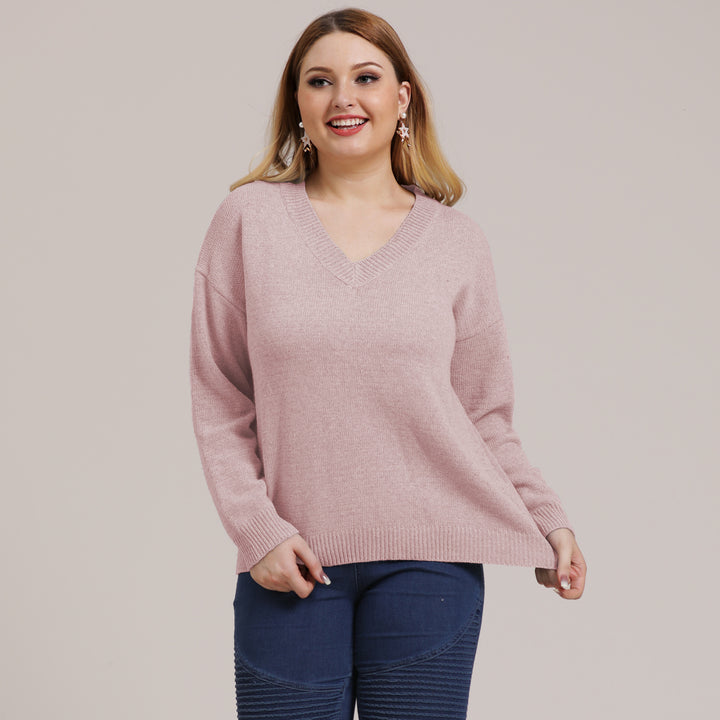 Dame Behagelig V-hals Sweater med afslappet snit og struktureret design Stilla