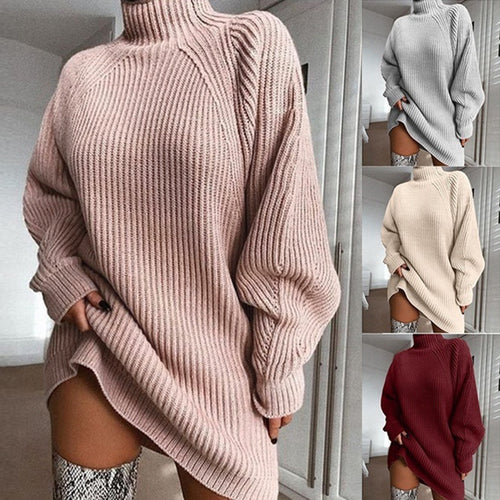 Kvinders oversized sweater med høj krave og struktureret strikkemønster Stilla