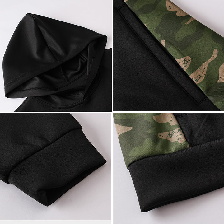 Herrer Sport hoodie med innovativ camouflage sideindsats og åndbare egenskaber Stilla