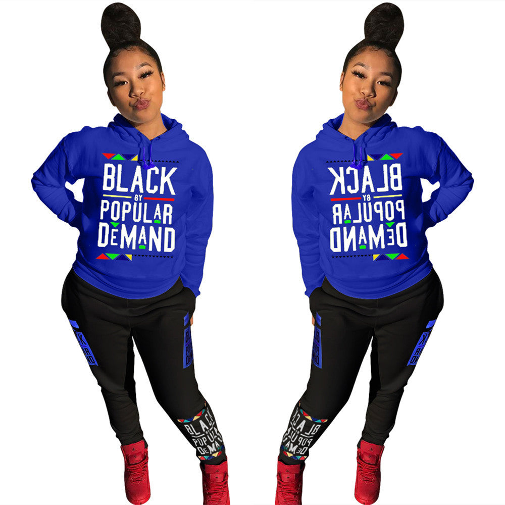Damer Sporty Hoodie- og Joggingbukser-Sæt med iøjnefaldende skrift Stilla
