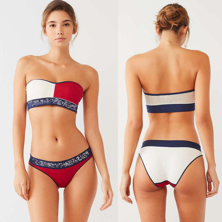 Femme Farveblok Bikini Sæt Stilla