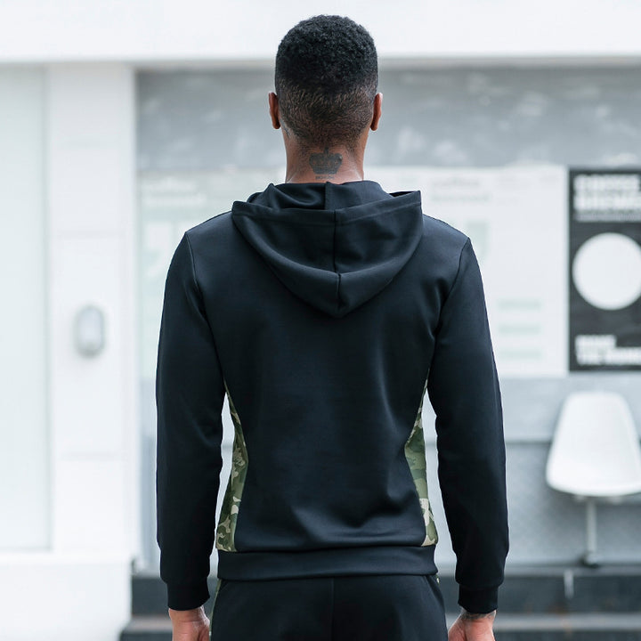 Herrer Sport hoodie med innovativ camouflage sideindsats og åndbare egenskaber Stilla