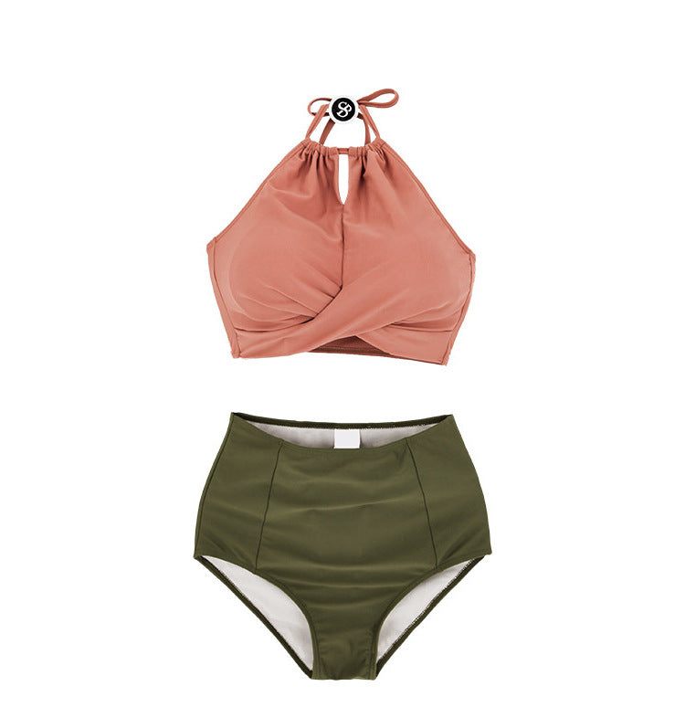 Dame Høj talje bikini-sæt med moderne Twist-top og justerbare stropper Stilla