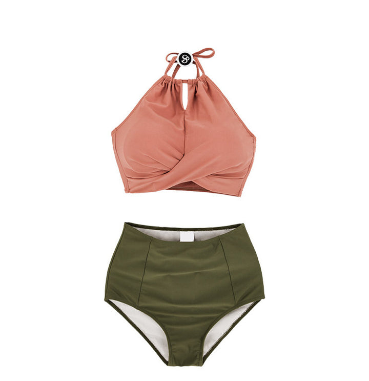 Dame Høj talje bikini-sæt med moderne Twist-top og justerbare stropper Stilla