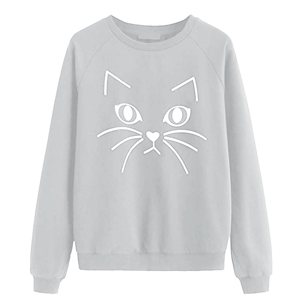Kvinders sweatshirt med kattemotiv Stilla