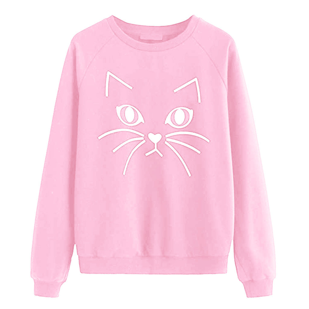 Kvinders sweatshirt med kattemotiv Stilla