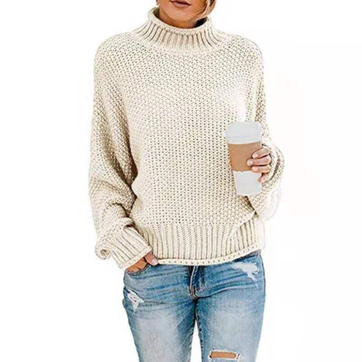 Dame afslappet rullekrave sweater med struktureret strikkemønster Stilla