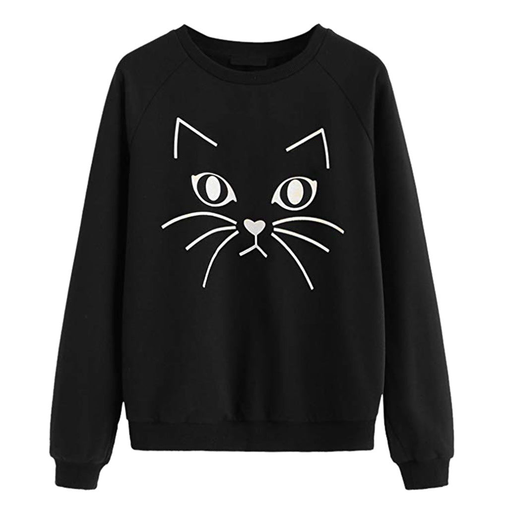 Kvinders sweatshirt med kattemotiv Stilla