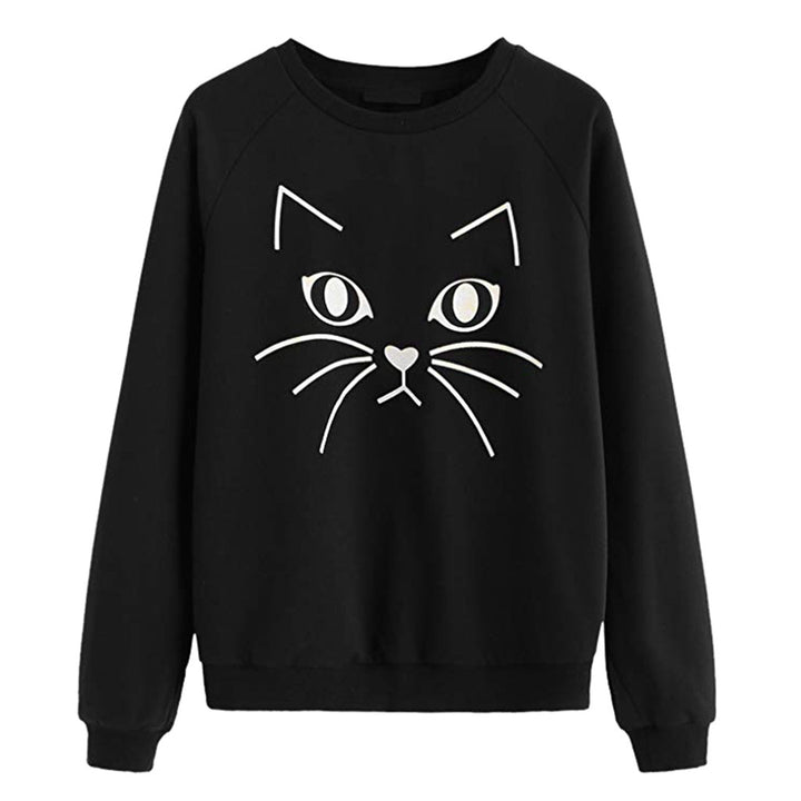 Kvinders sweatshirt med kattemotiv Stilla