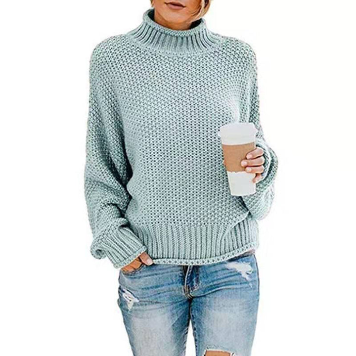 Dame afslappet rullekrave sweater med struktureret strikkemønster Stilla