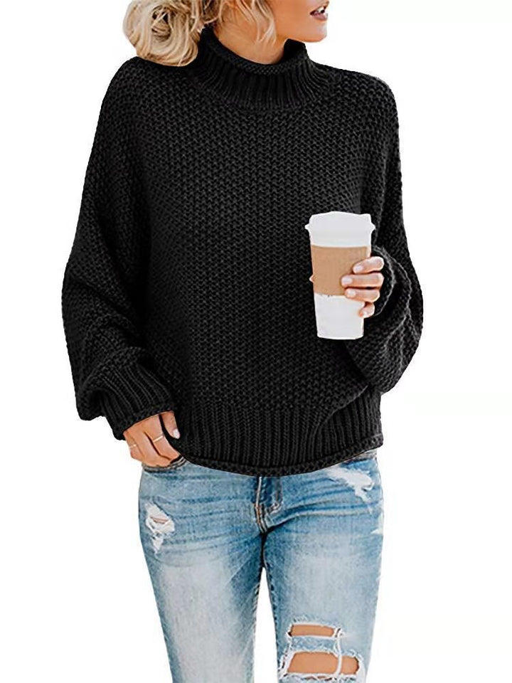 Dame afslappet rullekrave sweater med struktureret strikkemønster Stilla