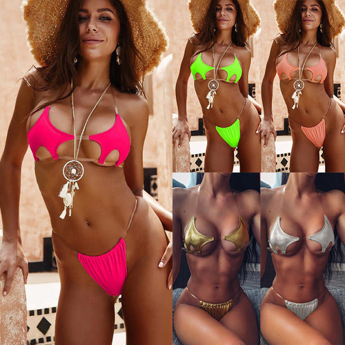 Dame Cut-Out Bikini med transparente stropper Skovae