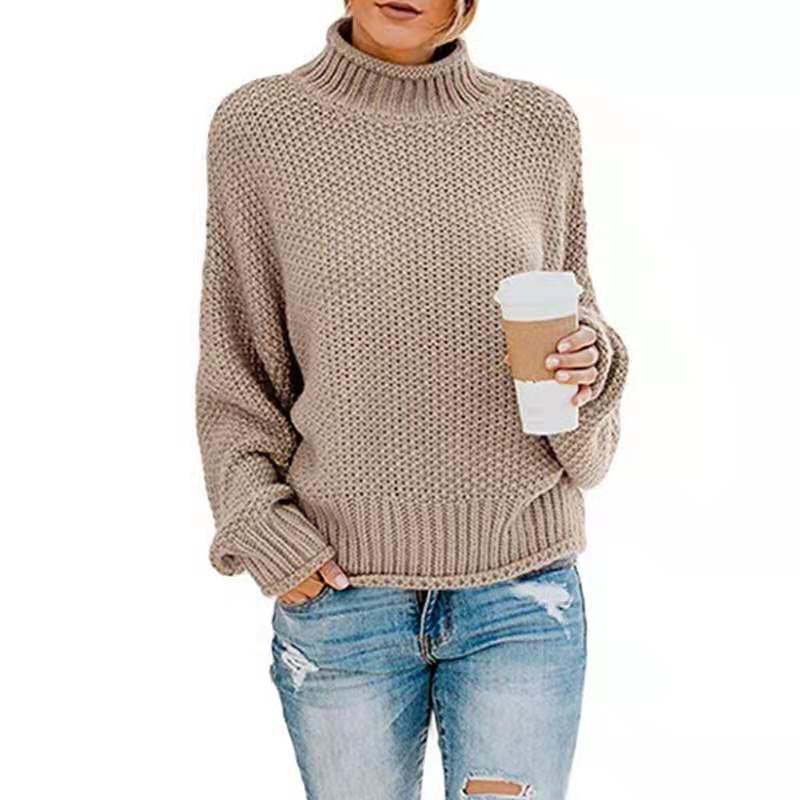 Dame afslappet rullekrave sweater med struktureret strikkemønster Stilla