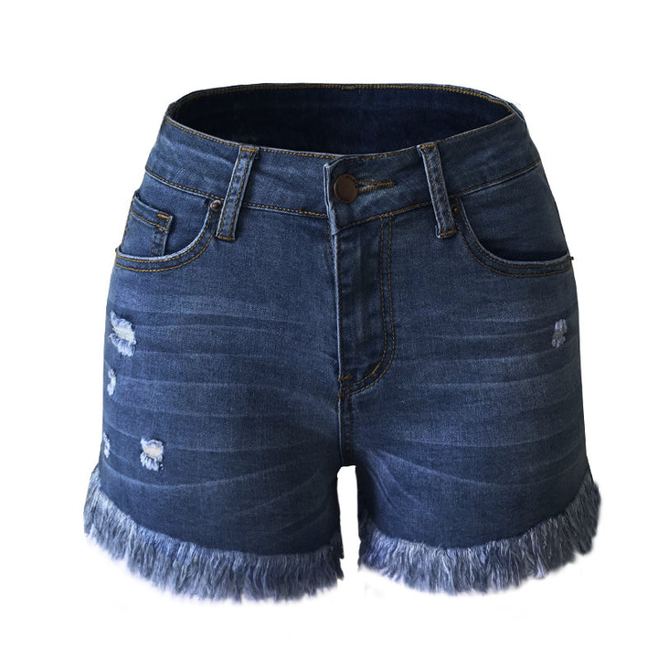 Dame shorts i afslappet destroyed-stil med frynse kant Stilla