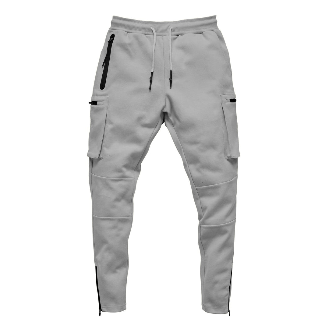Herren Slim-Fit Cargo-Sweatpants med sidelomme med lynlåse Stilla