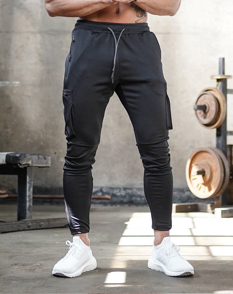 Herren Slim-Fit Cargo-Sweatpants med sidelomme med lynlåse Stilla