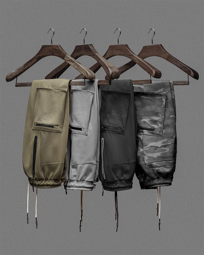 Herren Slim-Fit Cargo-Sweatpants med sidelomme med lynlåse Stilla