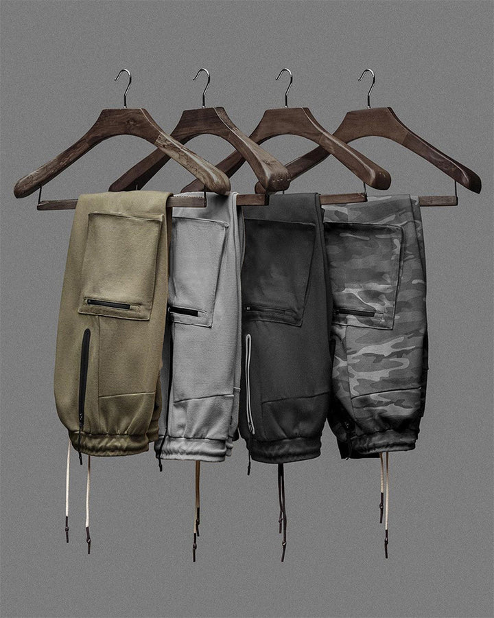 Herren Slim-Fit Cargo-Sweatpants med sidelomme med lynlåse Stilla
