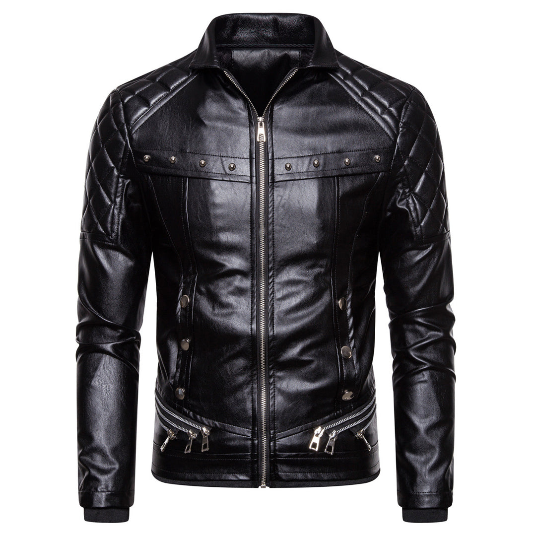 Herre quilted kunstlæder motorcykeljakke med plys krave Stilla