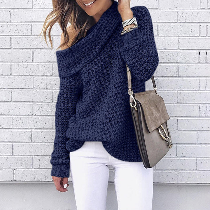 Kvinder Off-Shoulder Strikket Sweater med Struktur Stilla