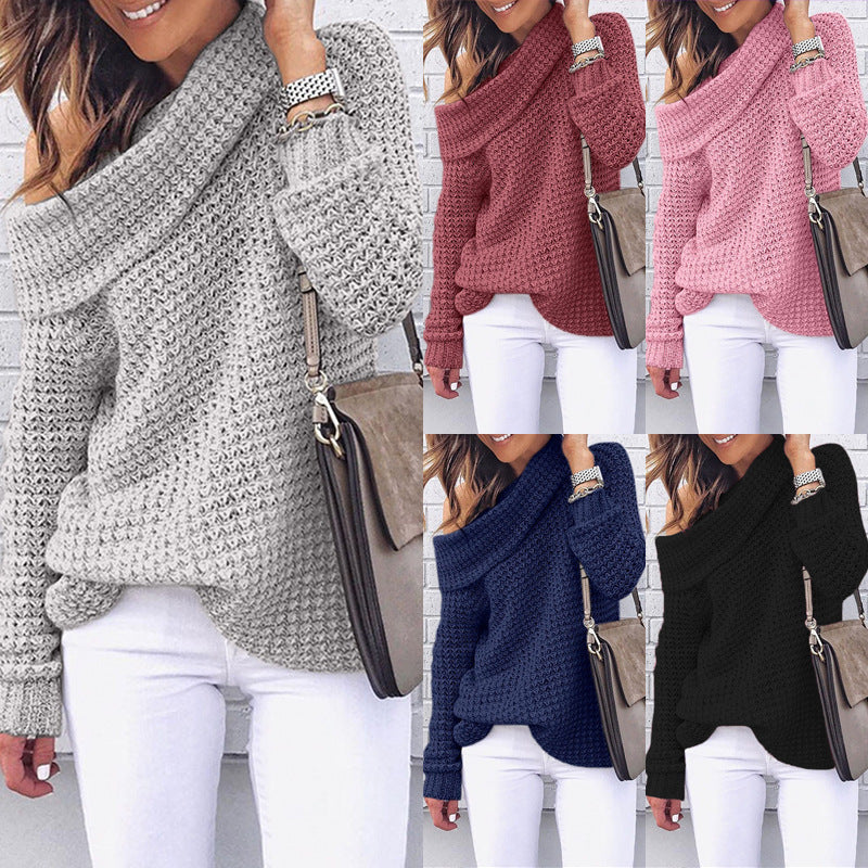 Kvinder Off-Shoulder Strikket Sweater med Struktur Stilla