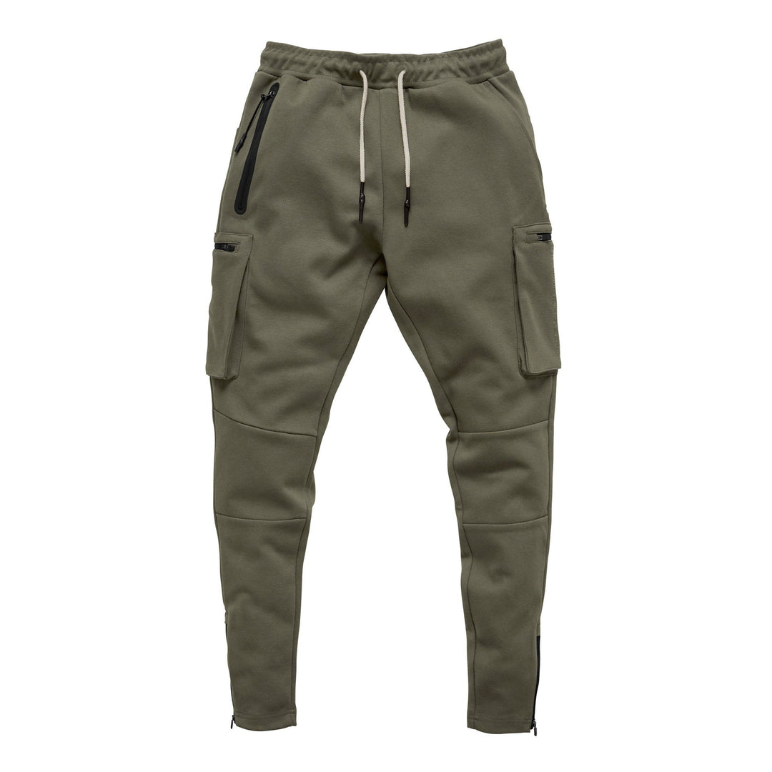 Herren Slim-Fit Cargo-Sweatpants med sidelomme med lynlåse Stilla