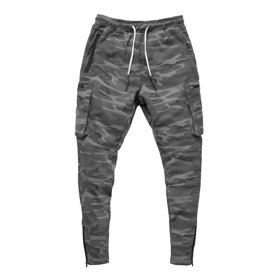 Herren Slim-Fit Cargo-Sweatpants med sidelomme med lynlåse Stilla