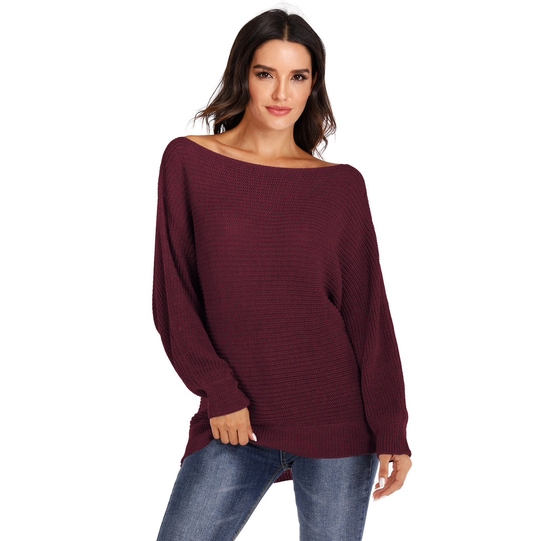 Dame Oversized Strikpullover med off-shoulder design og afslappet snit Stilla