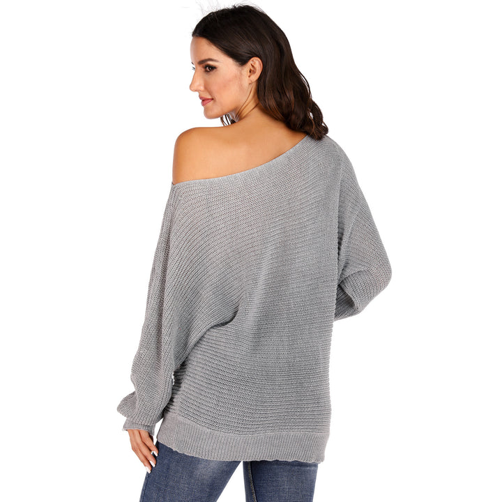 Dame Oversized Strikpullover med off-shoulder design og afslappet snit Stilla