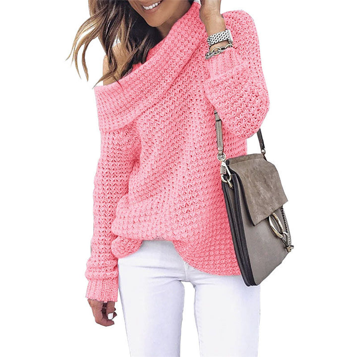 Kvinder Off-Shoulder Strikket Sweater med Struktur Stilla