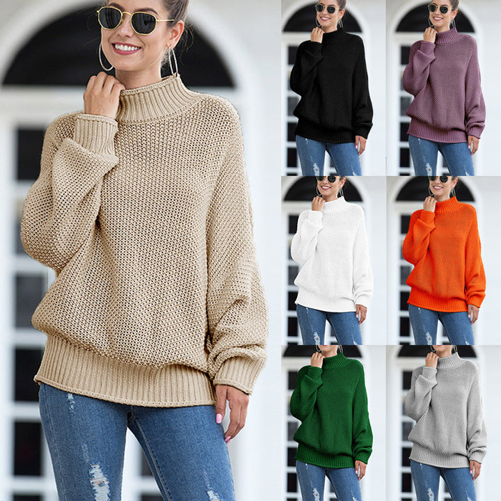 Damer chunky strik sweater med høj krave og brede ærmer Stilla