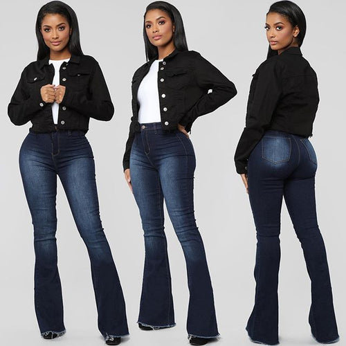 Dame Flared Jeans med høj talje og detalje-kærlig syning Stilla