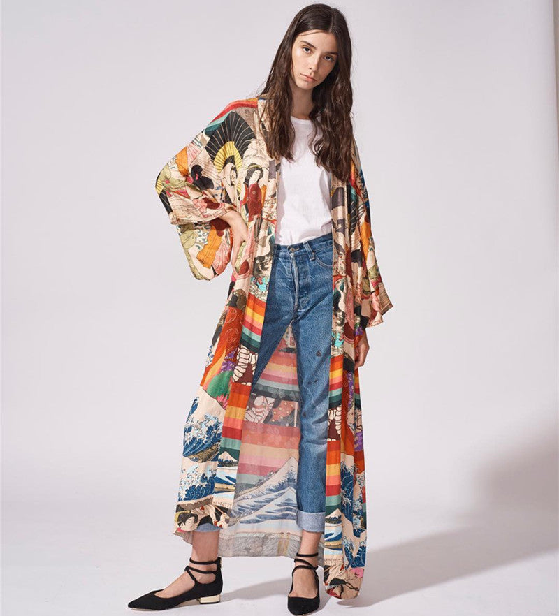 Dame Kimono-robe med fortryllende, kunstnerisk design og afslappet snit Stilla