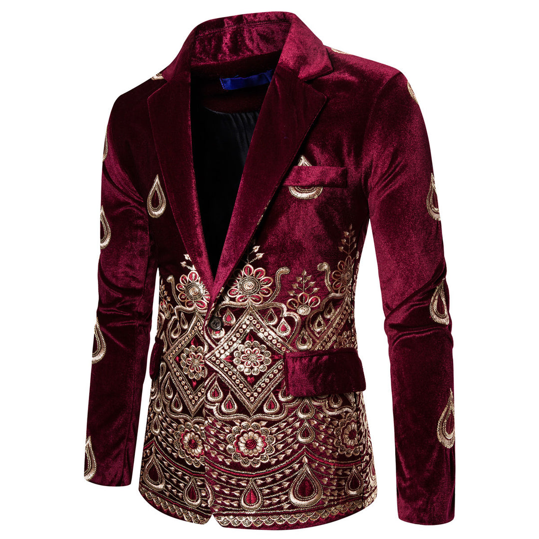 Mænd Broderet Velour Blazer Stilla