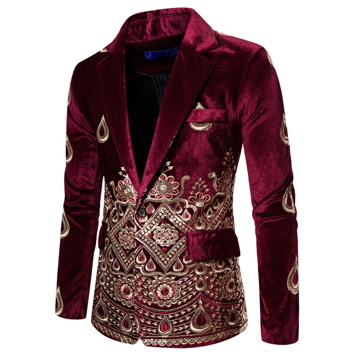 Mænd Broderet Velour Blazer Stilla