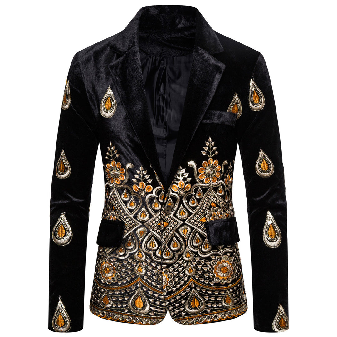 Mænd Broderet Velour Blazer Stilla