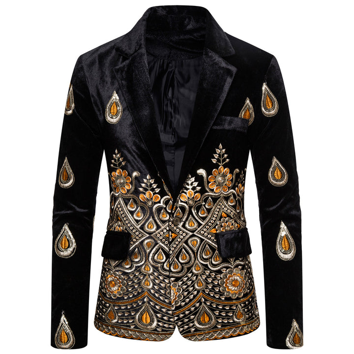 Mænd Broderet Velour Blazer Stilla