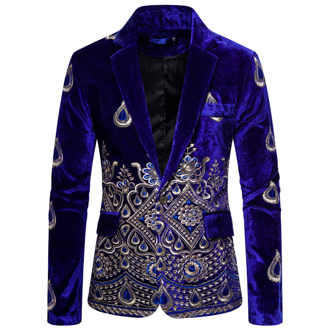 Mænd Broderet Velour Blazer Stilla