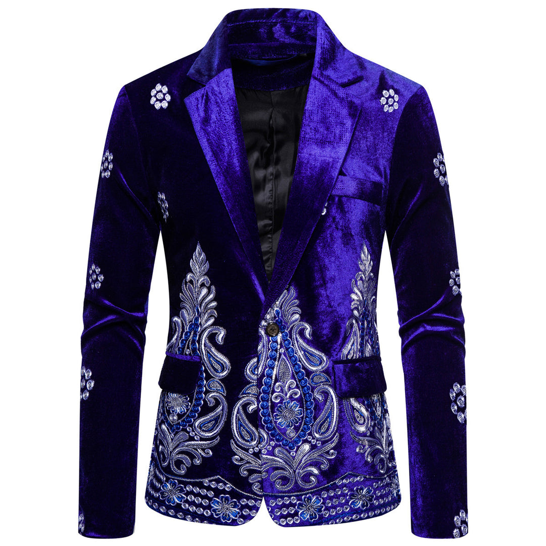 Herrer Elegant Fløjl Broderet Blazer Stilla