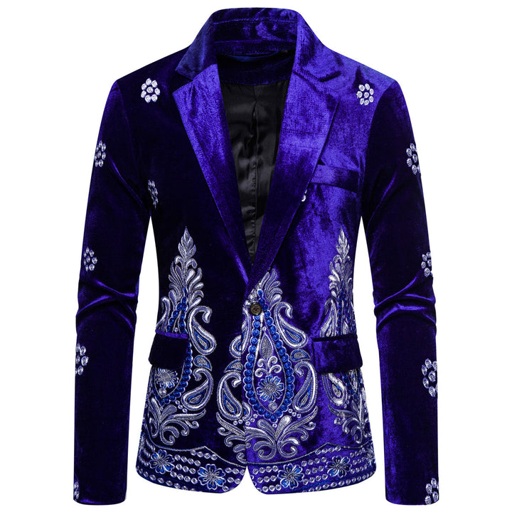 Herrer Elegant Fløjl Broderet Blazer Stilla