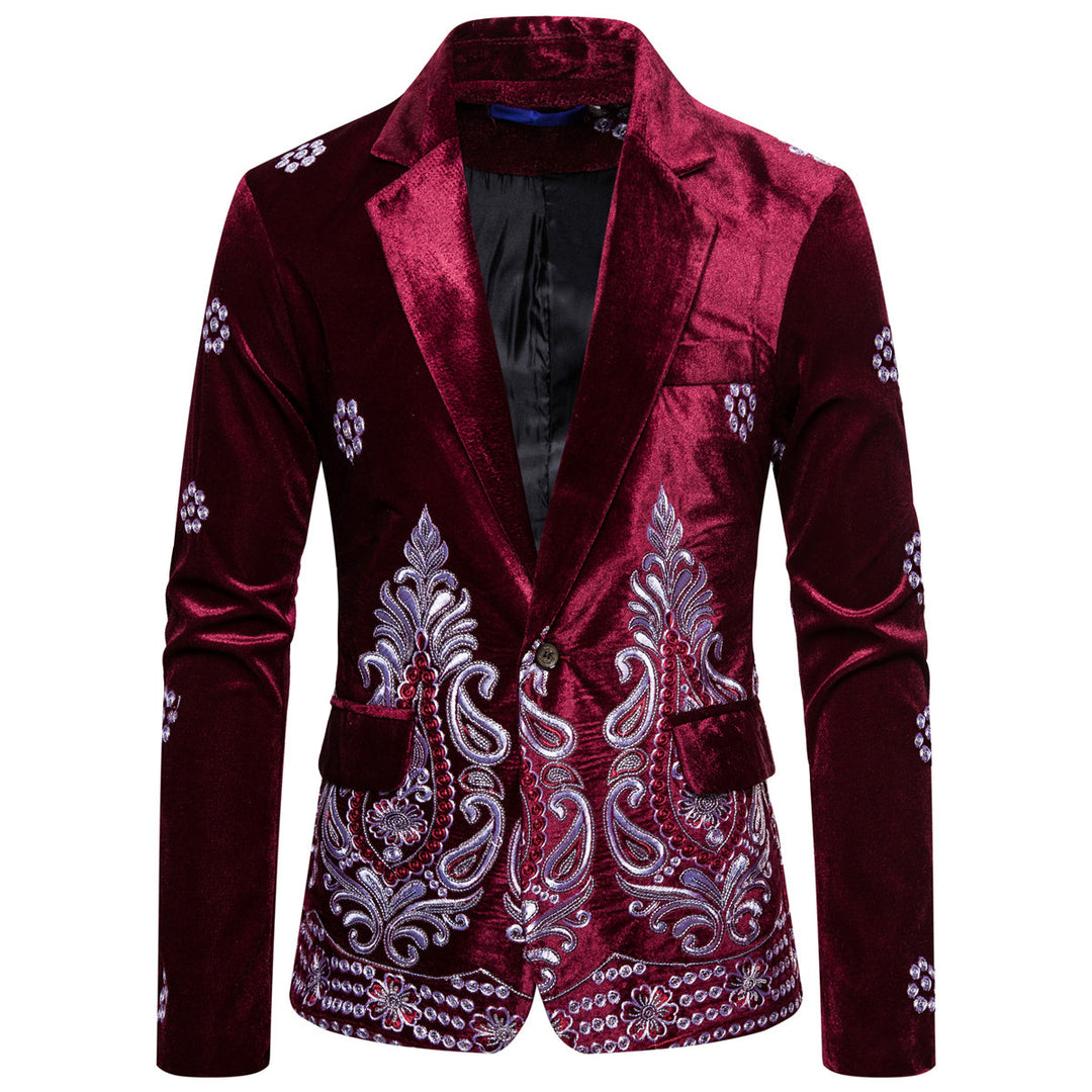 Herrer Elegant Fløjl Broderet Blazer Stilla