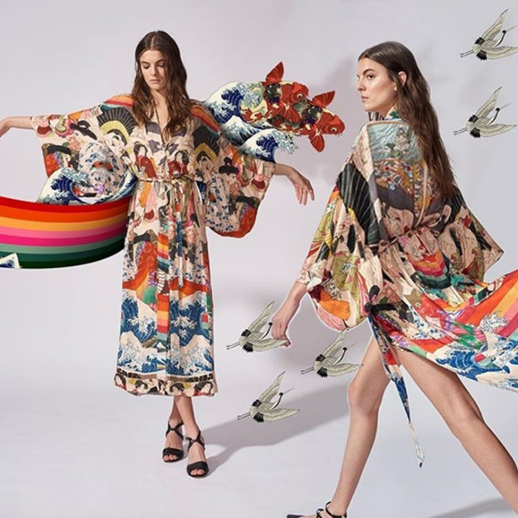 Dame Kimono-robe med fortryllende, kunstnerisk design og afslappet snit Stilla