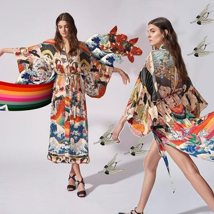 Dame Kimono-robe med fortryllende, kunstnerisk design og afslappet snit Stilla