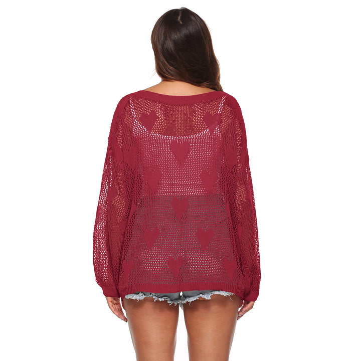 Dame Oversized Mesh Strikpullover Stilla