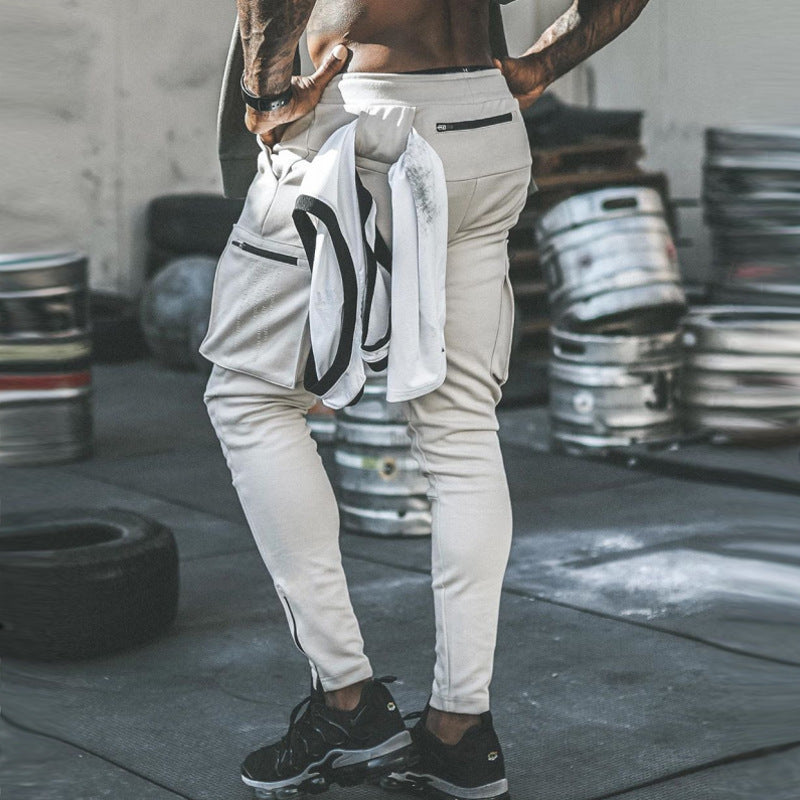 Herren Slim-Fit Cargo-Sweatpants med sidelomme med lynlåse Stilla