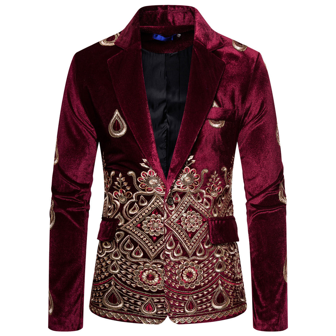 Mænd Broderet Velour Blazer Stilla