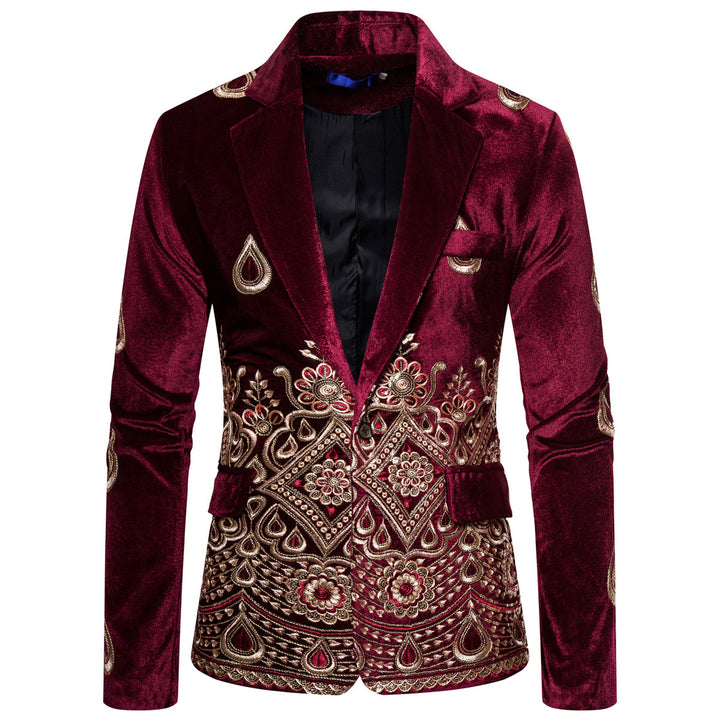 Mænd Broderet Velour Blazer Stilla